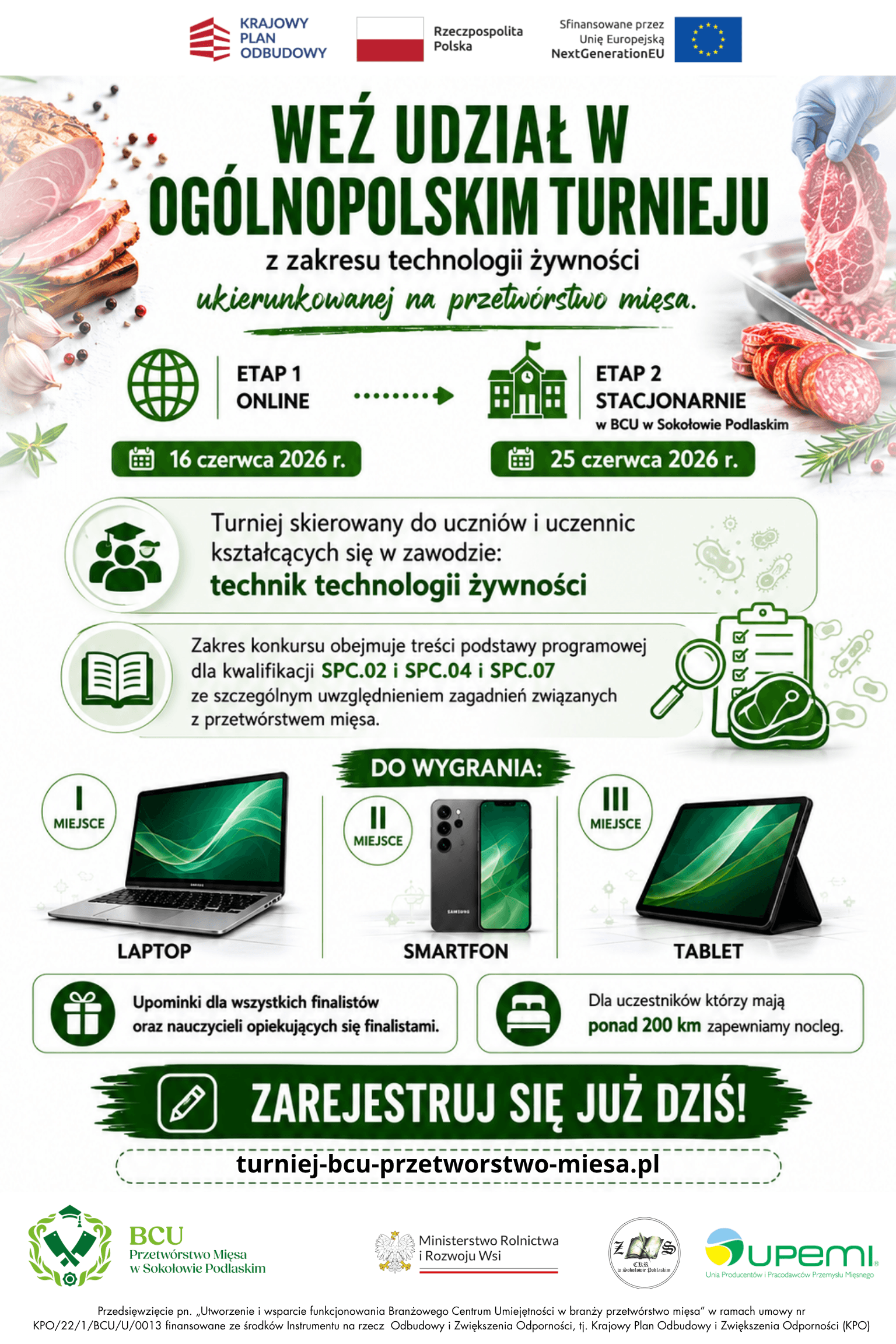 Ulotka turnieju wiedzy z zakresu przetwórstwa mięsa